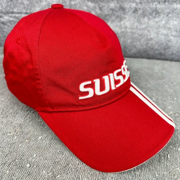 Adidas UEFA EURO 2008 Suisse Switzerland Red Baseball Cap Adjustable Hat Striped - Picture 9 of 16